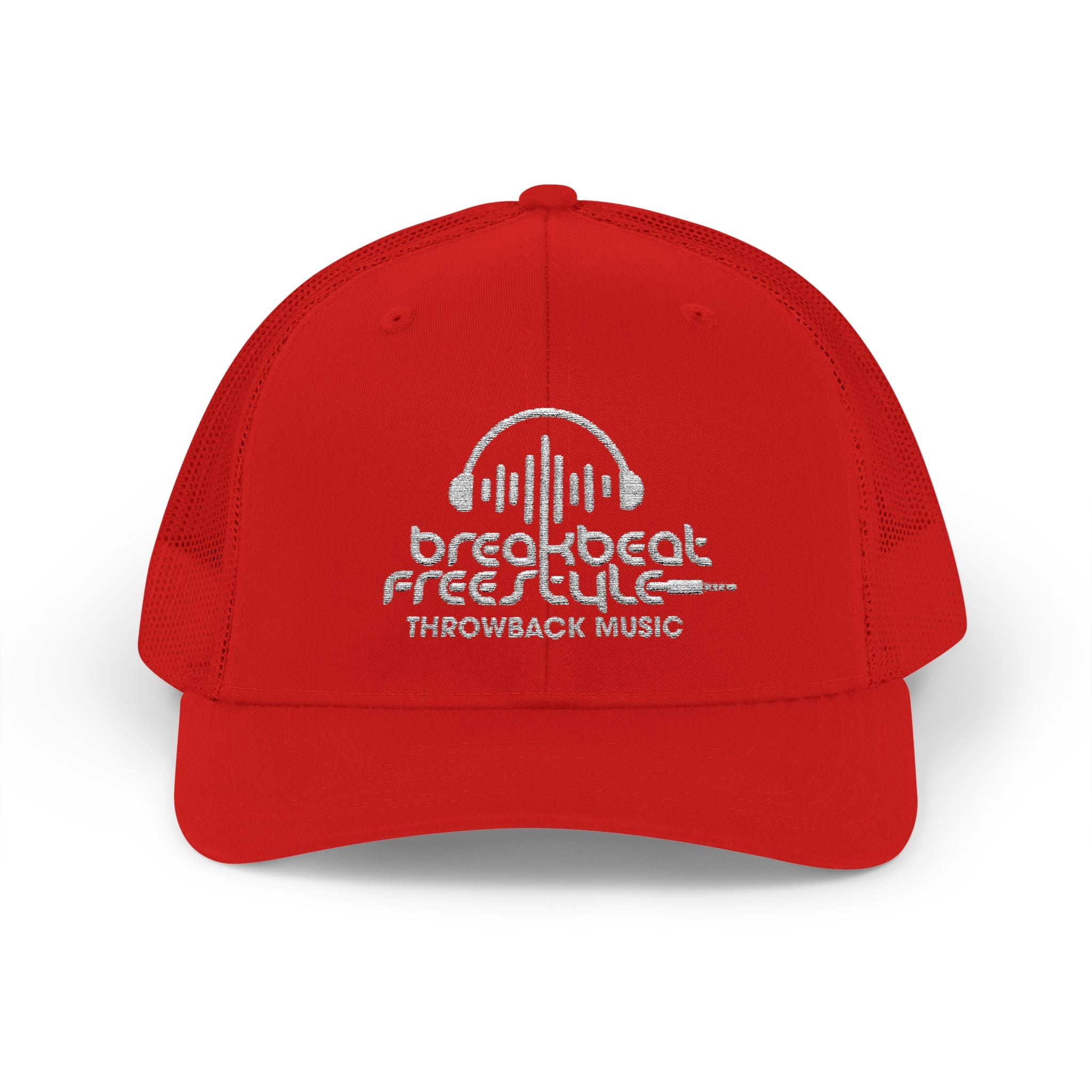 Breakbeat Music Trucker Cap — Retro Headphones Logo Snapback