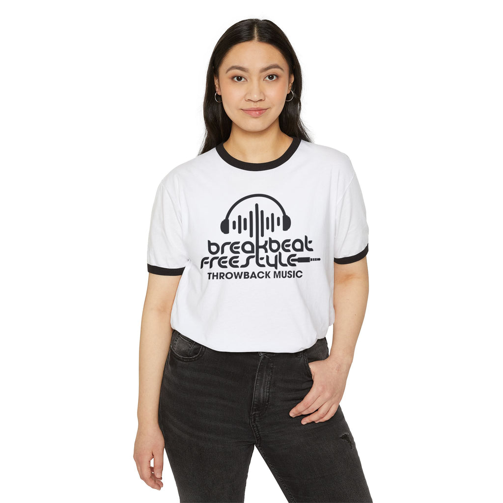 Throwback Music Ringer Tee – "Breakbeat Freestyle" Retro Headphones Design