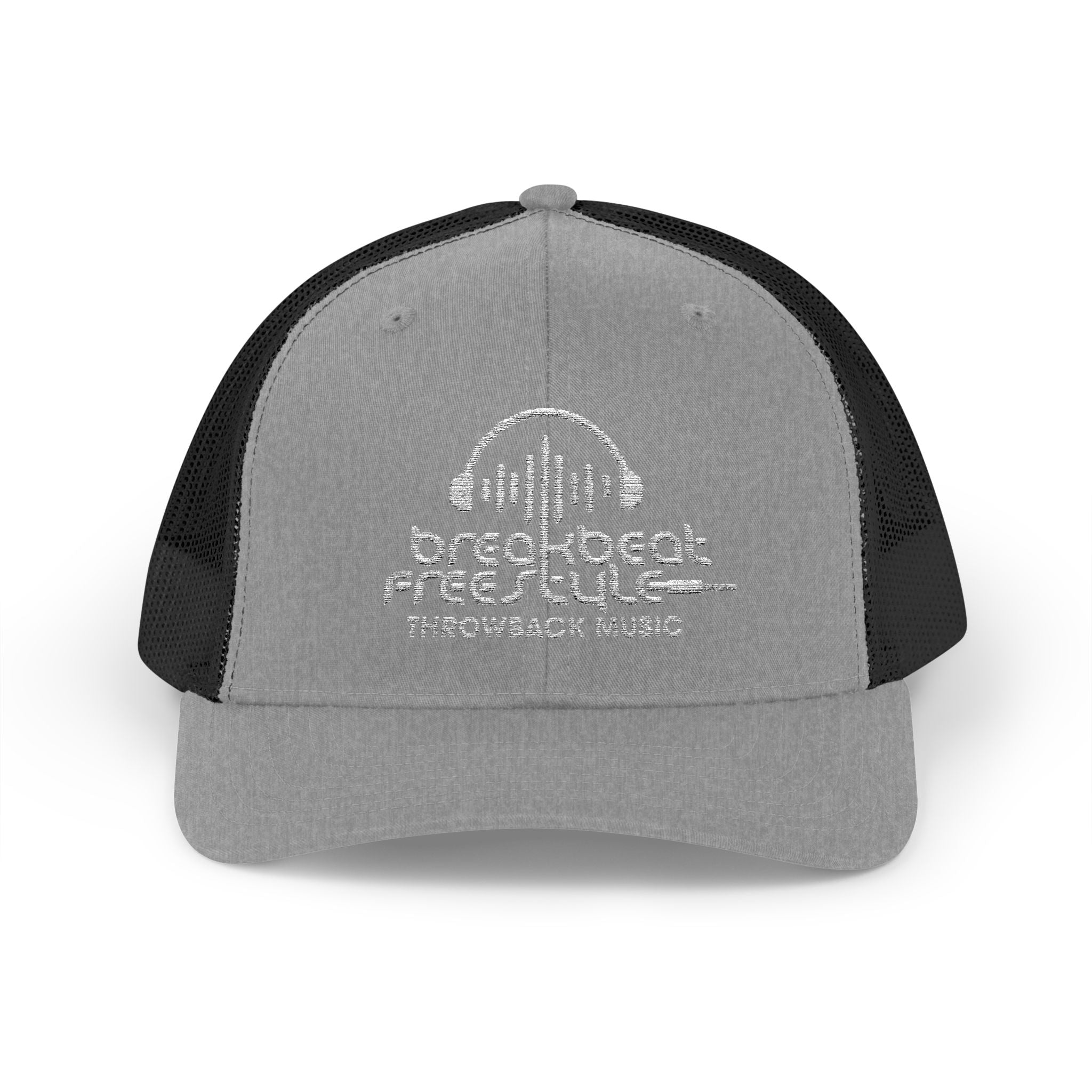 Breakbeat Music Trucker Cap — Retro Headphones Logo Snapback