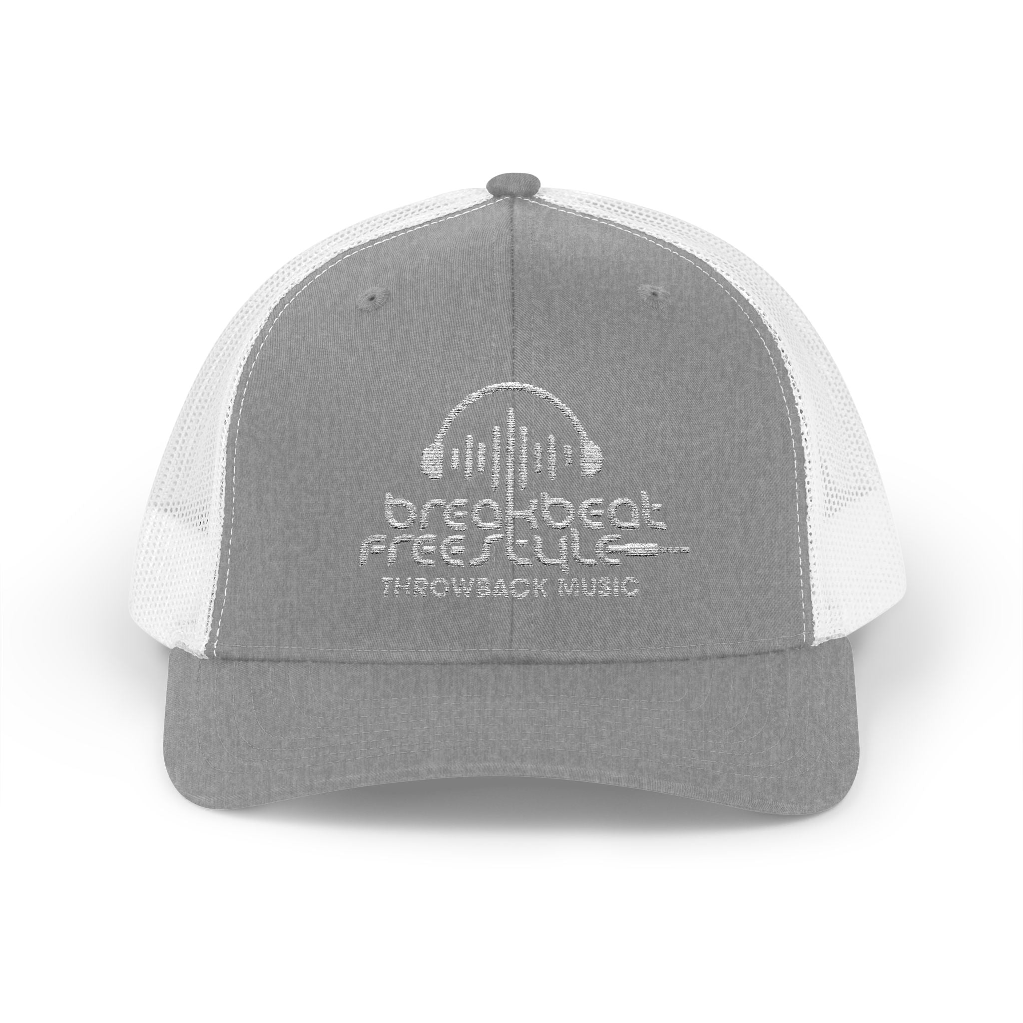Breakbeat Music Trucker Cap — Retro Headphones Logo Snapback