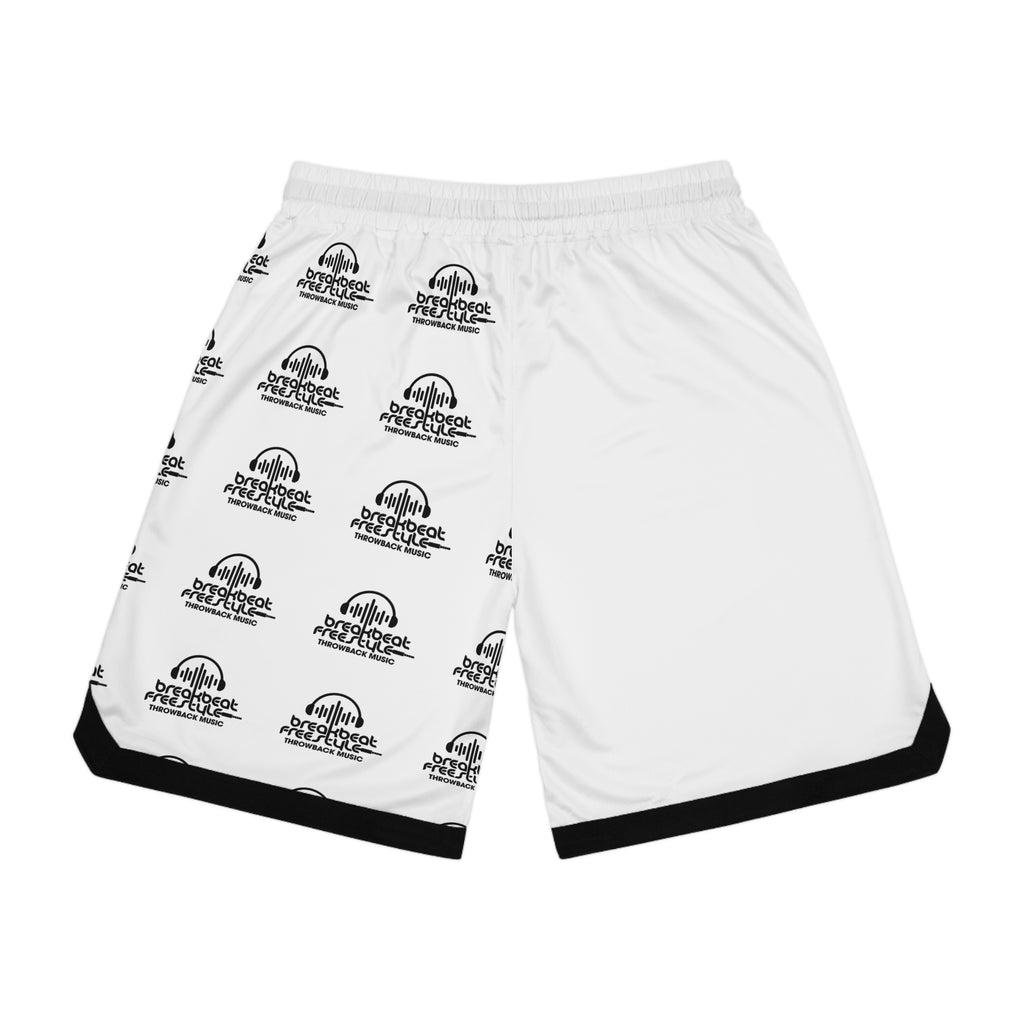 Basketball Logo Ribbed Shorts — All-Over Print Athletic Shorts