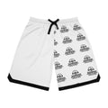 Basketball Logo Ribbed Shorts — All-Over Print Athletic Shorts